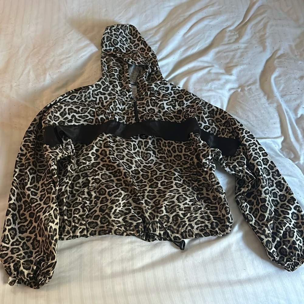 cheetah print windbreaker